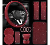 Accessori per auto a bling da 11 pezzi Jingsen Accessori per auto bling per le donne copertura del volante per donne console universale da 15 pollici