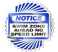 Accessori per auto, adesivi con scritta "Notice Swim Zone Ahead No Speed Limit", 10 pezzi, cartelli divertenti per bar, grotte (6 x 9 cm)