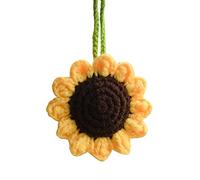 Accessori per auto all'uncinetto, girasole, accessori per appendere specchietti retrovisori all'uncinetto, fiore lavorato a maglia, ciondolo per auto, ornamento estetico specchietto retrovisore
