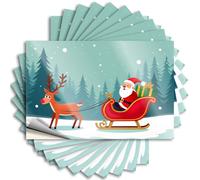 Accessori per auto Babbo Natale sta cavalcando una slitta tirata da una renna in una foresta innevata. Adesivi 10 adesivi divertenti per auto (12 x 18 cm)