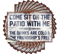 Accessori per auto Come Sit On The Patio with Me The Drinks are Cold and The Friendship is Free, adesivi divertenti 10 pezzi adesivi per auto uomo cartello grotta divertente (12 x 18 cm)
