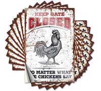 Accessori per auto Keep Gate Closed No Matter What The Chickens Say Funny Sticker 10 pezzi adesivi per paraurti auto divertenti (12 x 18 cm)