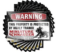 Accessori per auto Warning This Property is Protected by A Highly Trained Miniature Schnauzer Funny Sticker 10 pz decalcomanie per auto divertenti adesivi per auto (8 x 12 cm)