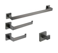 Accessori per bagno di fucile da arma da fuoco set asciugamano portavalo per asciugamano porta toilette e hardware montato a parete per un gancio di abiti in 4 pezzi grigi KeYJ