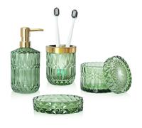 Accessori per bagno in vetro Lamarriti Set 4 pezzi Accessori per bagno verde trasparente OSPENSIONE DI SPATTURA DI SPATTURA DI SPATTURA SET SET SET S