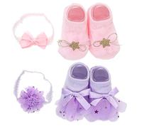 Accessori per bambole, accessori 2 set adatti alla maggior parte dei bambini 2 ragazze con fiocchi Fascia per capelli ＆ paio di calzini Set di vestiti in morbido cotone per, scarpe rinate per l'uso q