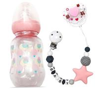 Accessori per bambole da 3 pezzi set, include bottiglie di bambole per bambini, ciucini per bambini magnetici e set di giocattoli per la catena del ciuccio set per gli accessori per bambole per bambi