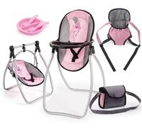 Bayer Design - 63608AB; Seggiolino per bambole, marsupio, borsa, imbracatura in plastica, accessori per bambole, Rosa tenue/grigio con fata