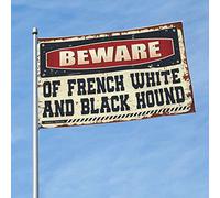 Accessori per bandiera da giardino Attenzione al segugio francese bianco e nero, decorazione per camper cose per la stanza dei ragazzi (152 x 244 cm)