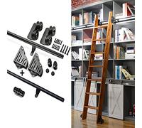 Accessori Per Binari Porte Scorrevoli A Scomparsa - Kit Di Ferramenta Per Scala Scorrevole Biblioteca, Accessori Binari Per Scala Mobile In Tubo Tondo Acciaio Carbonio(200cm(6.6 ft) track kit)