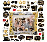 Accessori per cabina fotografica per 60° compleanno, decorazioni per feste di 60° compleanno, cornice gonfiabile per selfie, 60 e favolosi accessori per feste divertenti per donne e uomini