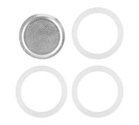 Accessori per caffettiera espresso con 3 guarnizioni in silicone e 1 filtro in alluminio, compatibili con moka di diverse dimensioni (6 tazze)