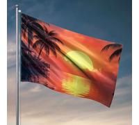 Accessori per camera da letto per ragazzi tramonto su isola tropicale con palme bandiera decorazioni autunnali per esterni divertente decorazione per il bagno (30 x 45 cm)