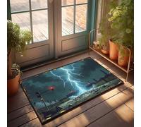 Accessori per camera per adolescenti e ragazzi, motivo: temporale sopra la zona industriale abbandonata, zerbino divertente decorazione per la casa, decorazione per camper (50 x 80 cm)