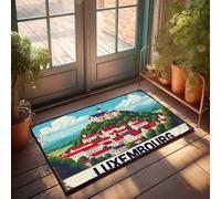 Accessori per camera per ragazzi e adolescenti, motivo: castello sulla collina: una vista panoramica del Lussemburgo, zerbino divertente decorazione per la casa (40 x 60 cm)