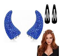 Accessori per capelli con corna da diavolo con strass magnetici (Blu) | Copricapo Cosplay di Halloween, Costume di Halloween Glitter per Cosplay, Masquerade, Festival