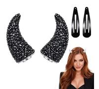 Accessori per capelli con corna da diavolo con strass magnetici (Nero) | Copricapo Cosplay di Halloween, Costume di Halloween Glitter per Cosplay, Masquerade, Festival