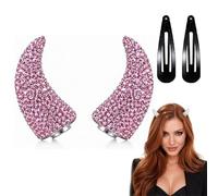 Accessori per capelli con corna da diavolo con strass magnetici (Rosa) | Copricapo Cosplay di Halloween, Costume di Halloween Glitter per Cosplay, Masquerade, Festival
