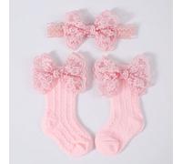 Accessori per capelli con fiocco da principessa, Fascia per capelli per neonati + Calze a mezza polpaccio in maglia traspirante con fiocco, regalo per compleanno e San Valentino Tagli UnicaColore unic