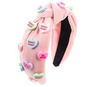 Accessori per capelli con lettere d'amore, fasce per capelli da donna, con bordo largo, annodato, tinta unita, colore rosa