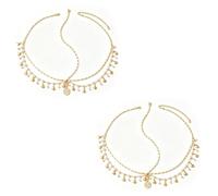 Accessori Per Capelli Con Nappe Dorate 2 Pezzi, Catena Per Capelli Con Conchiglia Di Diamanti, Gioielli In Stile Bohémien, Decorazione In Stile Sposa, Adatti A Donne E Ragazze.