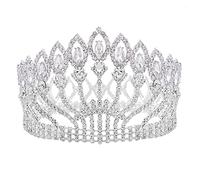 Accessori per capelli corona di tiara per donne cristallo regina matrimoniale per page ornamenti per capelli da sposa ornamenti barocchi diadema panoramica da donna accessori per la sposa