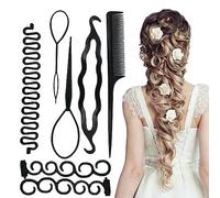 Accessori per capelli da donna Capelli Francese treccia strumenti per lo styling e utensili Accessori per treccia per capelli Accessori per acconciature da donna set di 7 pezzi (nero set da 7 pezzi)