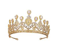 Accessori per capelli da donna grandi corone di cristallo rosa fascia per capelli da sposa fascia floreale strass matrimonio diadema per sposa rosa (Hugecrown S), Small