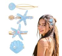 Accessori per capelli da spiaggia per donne e ragazze blu stella marina conchiglia fermagli per capelli spessi e sottili, set per donne ragazze amanti della spiaggia, regalo di compleanno per migliori