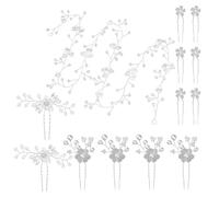 Accessori per capelli da sposa 13 pezzi Forcine per capelli da sposa con cristalli lucenti e accessori per capelli con perle lunghe Fiore decorativo Copricapo per ragazze Accessori per capelli da spos