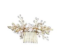 Accessori Per Capelli Da Sposa 2 pezzi copricapo da sposa fiore di perle forcina pettine laterale inserto diademi in lega a forma di foglia dorata for copricapo da sposa Per La Decorazione(Gold style