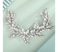 Accessori per capelli da sposa fatti a mano con strass, fasce per capelli, gioielli per capelli da ballo, accessori per capelli da sposa per donne-Argento