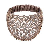 Accessori per capelli di lusso, fascia elastica larga in pizzo floreale, fasce per capelli boho-chic con cristalli e perle, per donne, moda, vacanze e styling quotidiano