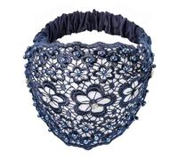 Accessori per capelli di lusso, fascia elastica larga in pizzo floreale, fasce per capelli boho-chic con cristalli e perle, per donne, moda, vacanze e styling quotidiano