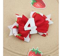 Accessori per capelli di Natale per bambini - Clip per capelli di fragola e fascia per festa di compleanno, regali di compleanno con incanti numerici-4