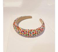 Accessori per capelli europei e americani, fascia per capelli in spugna con strass, fascia per capelli con bordo largo e perline, accessori per capelli con forcina, colori misti