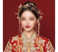 accessori per capelli hanfu, Accessori in stile tradizionale cinese Forcina da sposa Pettine laterale in oro rosso Abito da sposa Drago e copricapo da sposa Fenice, stile clip for l'orecchio