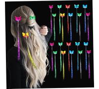 Accessori per capelli illuminati 20 pezzi Fermagli per capelli illuminati 13, 8 '' Clip a farfalla in fibra LED colorata lunga Estensione luci in fibra ottica Accessori fosforescenti Giocattoli e g
