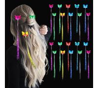 Accessori Per Capelli Illuminati 20 Pezzi Fermagli Per Capelli Illuminati 13.8'' Lunghi Colorati Led Fibra Farfalla Clip Luci In Fibra Ottica Estensione Bagliore Al Buio Accessori Bomboniera