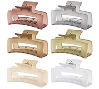 Accessori per capelli medi da 3,5 pollici - Confezione da 6 fermagli a banana quadrati e rettangolari per donne e ragazze - Tè