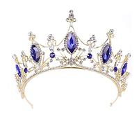 Accessori per Capelli per Donna Regina Reale Barocco Diademi di Cristallo Blu Corona Principessa Diadema Sposa Sposa Ornamenti per Feste di Matrimonio