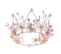 Accessori per capelli per donne grandi corone di cristalli rosa Parl Tiara da sposa fascia floreale Rhinestone Wedding Diadem per la sposa rosabeadscrown
