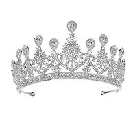 Accessori per capelli per donne Lussuosa forma di grande forma Donne Tiara da sposa Sparks Tiaras e Accessori per capelli a fascia a corona Oro (Gold S) (Silver Small)