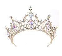 Accessori per capelli per donne retrò corone di tiara in cristallo in oro rotondo in oro diadema per girl regina sposa sposate per matrimoni