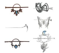 Accessori per capelli vichinghi, 6 pezzi, accessori vichinghi, forcine per capelli in stile retrò con nodo celtico e drago, forcine per capelli in stile gotico con bastoncino, per donne e ragazze