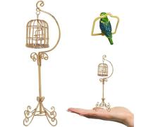 Accessori per casa delle bambole 1:12 Gabbia per uccelli in metallo Modello di supporto da pavimento Mobili per casa delle bambole Mini accessori per mini giardino fatato Accessorio micro paesaggi