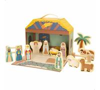 WOOMAX Portale presepe in legno per bambini, 15 pezzi, stampa fronte/retro, nascita natale, presepe, re maghi, per bambini +3 anni, decorazione natalizia (47392)