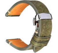 Accessori per Cinturini in Pelle Cinturino per Orologio Cinturino Vintage in Pelle Bovina A Sgancio Rapido, Dark Green-Butterfly Clasp, 19mm