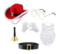 Accessori per costume da Babbo Natale in peluche, occhiali, cintura, guanti per illuminare il tuo cappello di Babbo Natale da donna