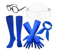 Accessori per costume da sailor, travestimento per feste di Halloween, per cosplay, sciarpa, cappello, calze, guanti per canottaggio, yacht, feste, compleanni, scapoli, eventi di Natale